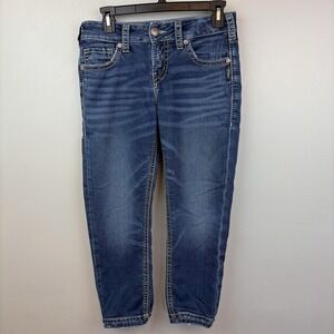Silver Jeans Co Suki Mid Capri Jeans Womens W28/L24 Medium Wash Blue Stretch